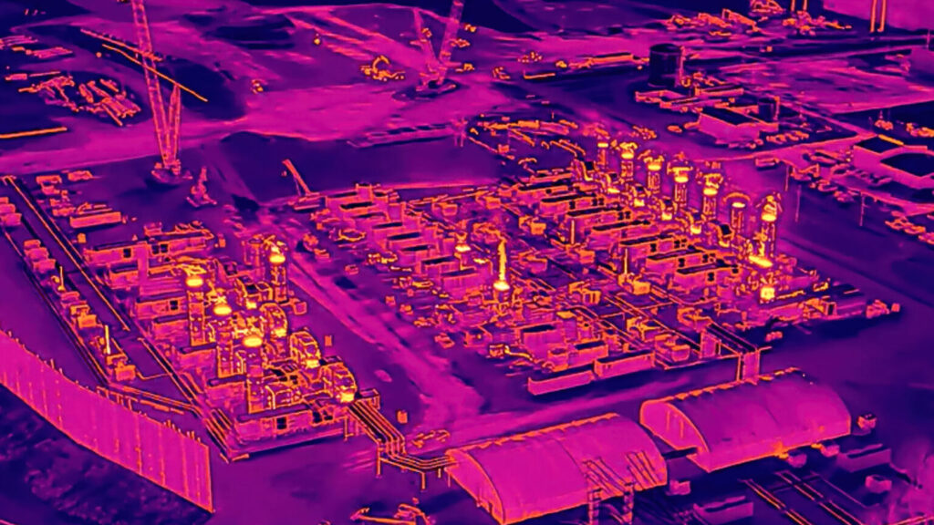 Thermal drone imagery captured by Floodlight shows more than a dozen unpermitted turbines operating at xAI’s gas plant in Southaven.